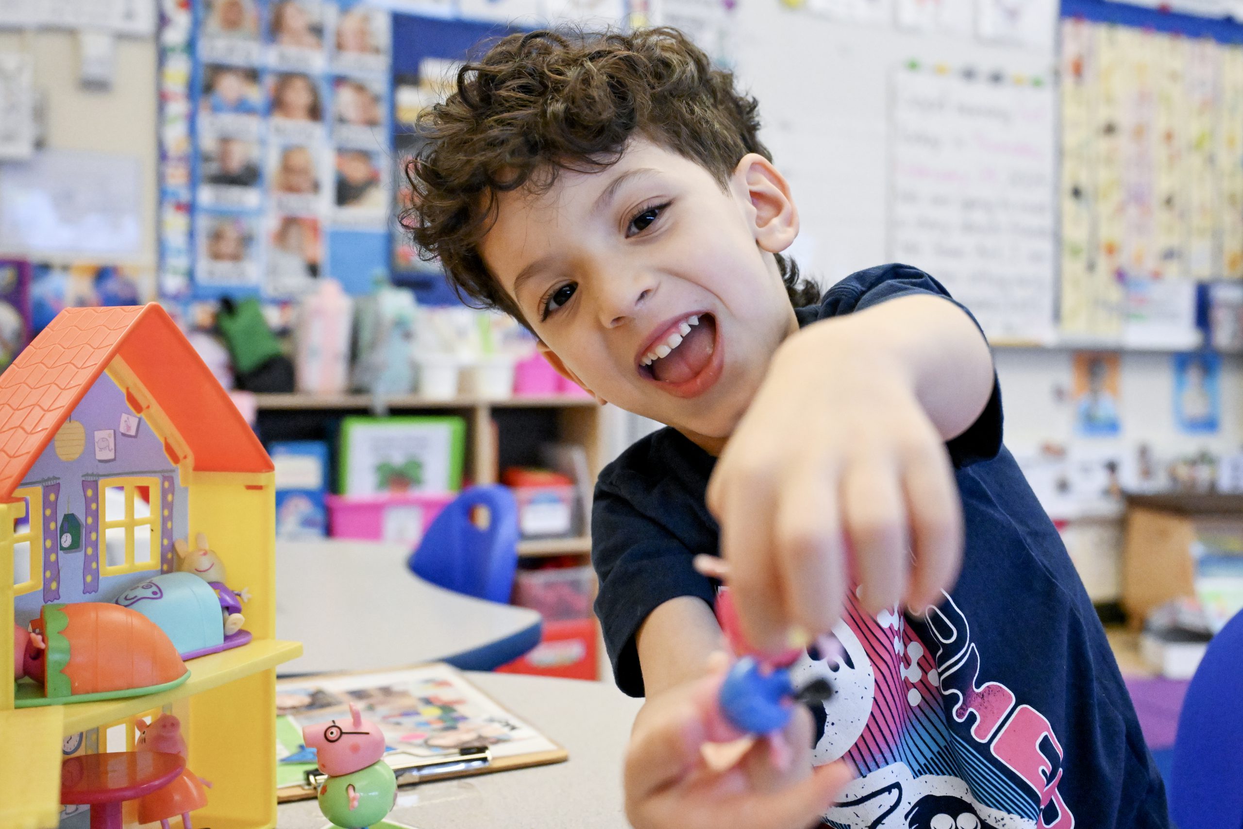 Child smiles at camera