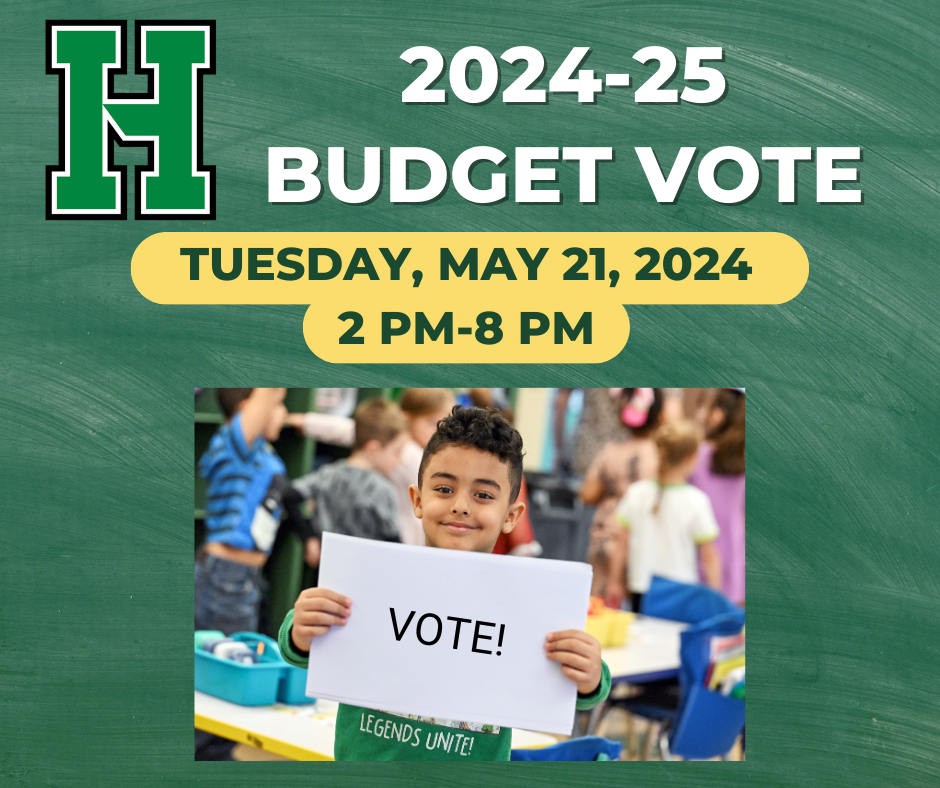 The Budget Hearing for the 2024-25 budget will be held on Thursday, May 9, at 6 PM at Heatly School. The annual budget vote is Tuesday, May 21, from 2 PM-8 PM in the cafe at Heatly School. 