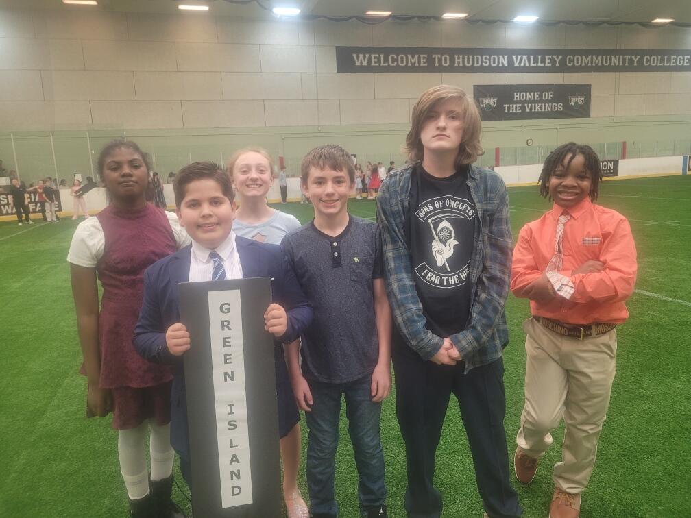 Group of students standing at awards ceremony