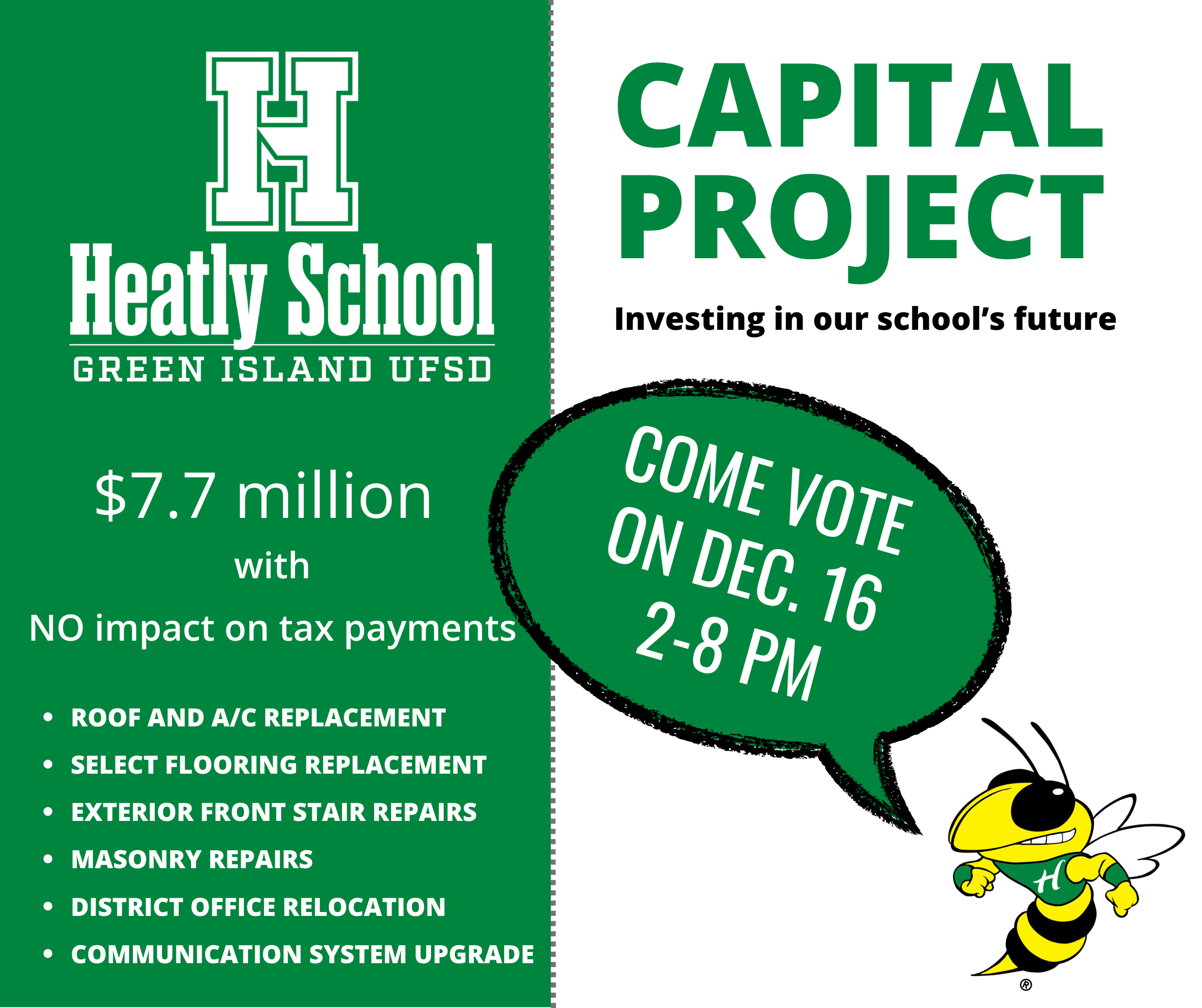 Capital Project Vote December 16 2-8 PM No Tax Impact